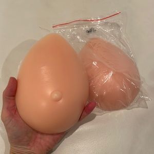 NWT (2) 5X7” approx 300g mastectomy silicon breast insert LARGE TEAR DROP nipple
